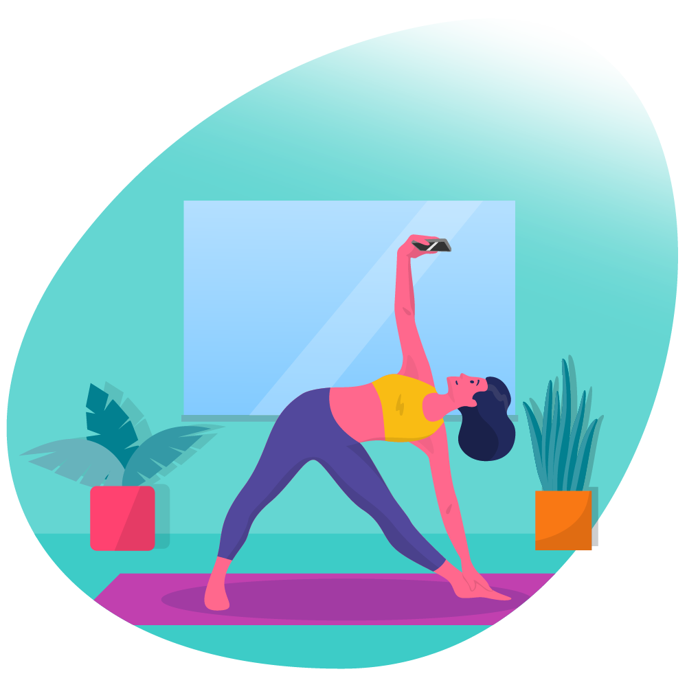 person doing yoga with wellness hub