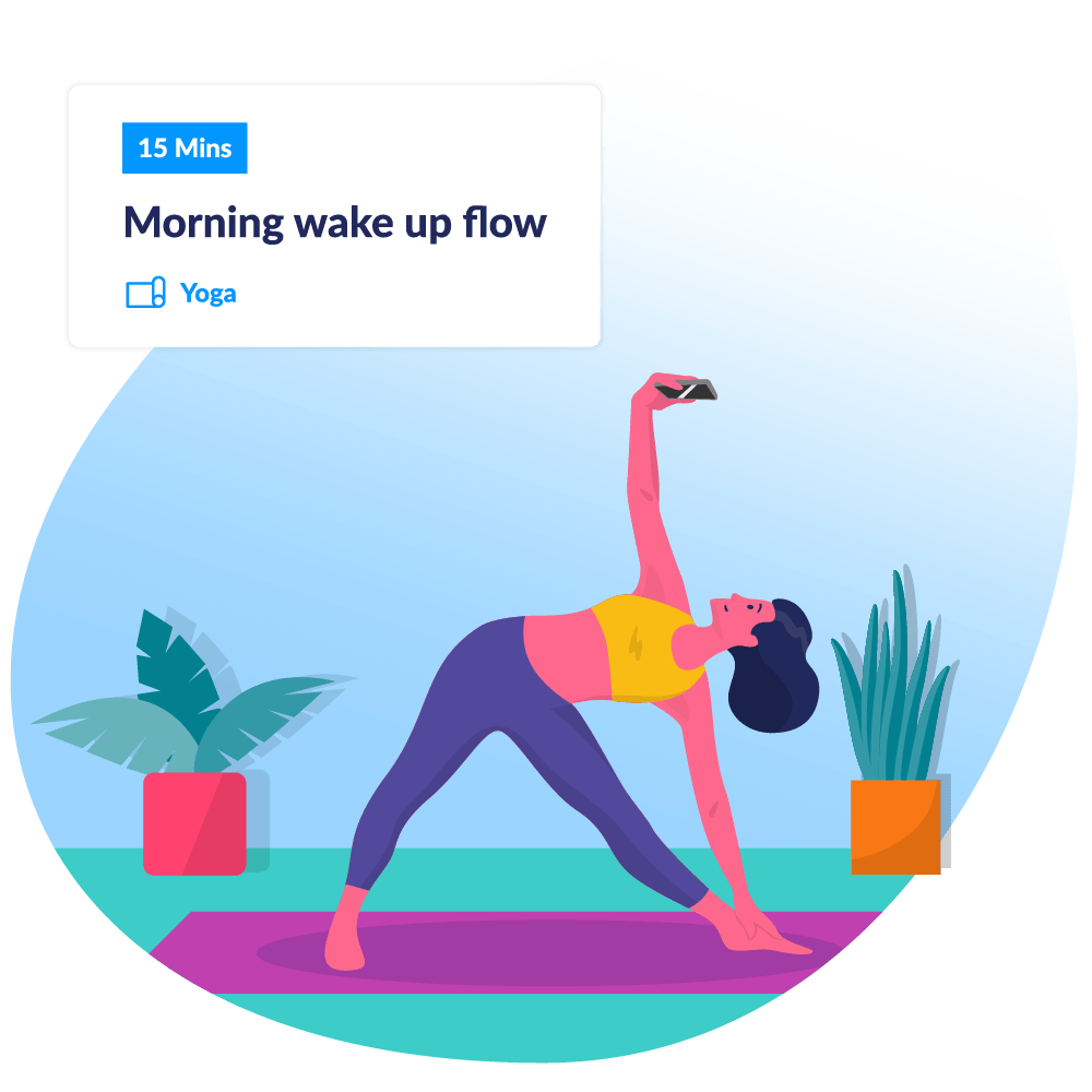 person doing yoga with wellness hub