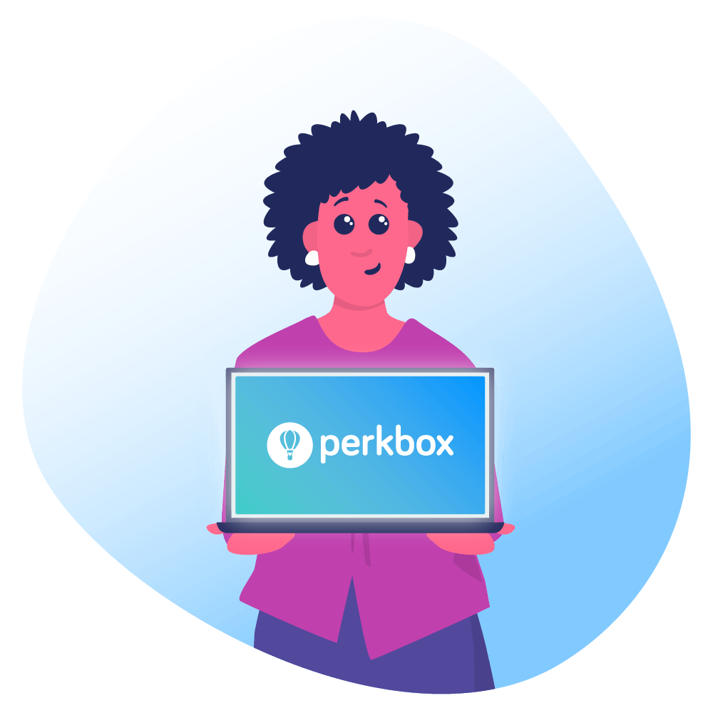 woman holding perkbox laptop