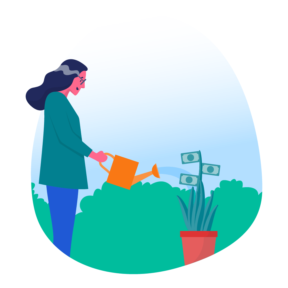 woman watering money tree