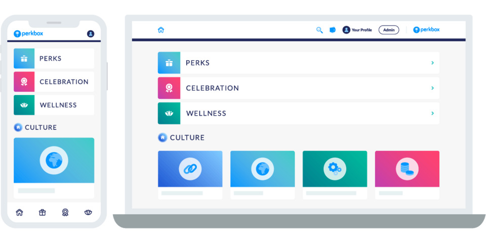The Perkbox employee recognition and award platform user interface.