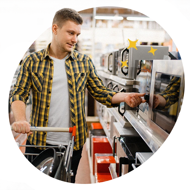 Person shopping for new, affordable kitchenware