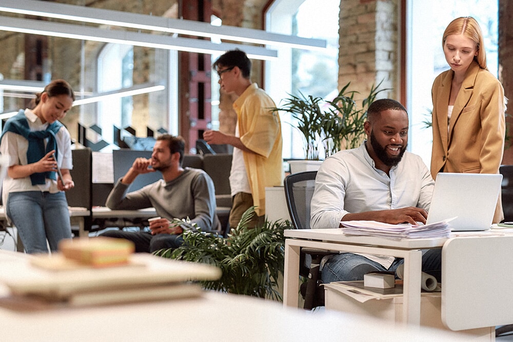 People in the office working