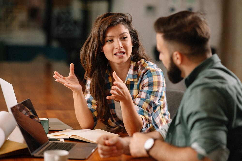 2 people talking and learning from each other