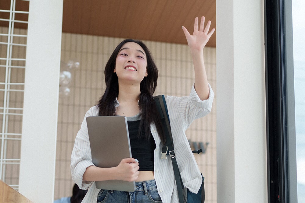 Someone leaving their work shift at work