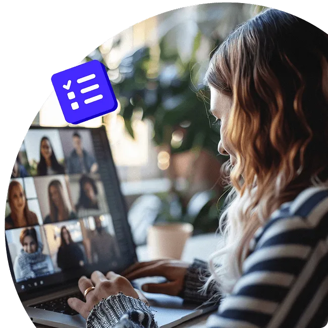 Employee connecting with colleagues on a video call