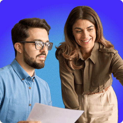 man and woman working