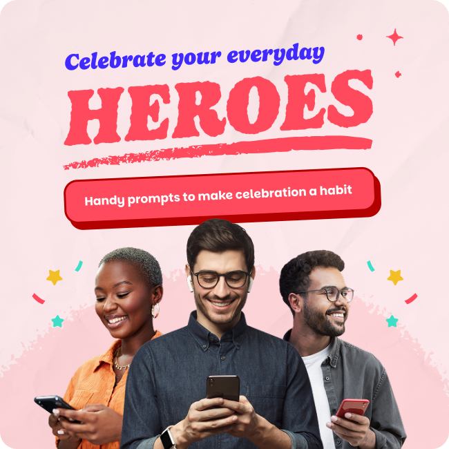 woman smiling with icons representing recognition and reward, wellbeing, and employee discounts