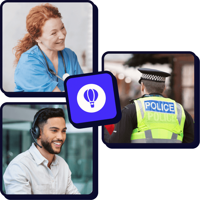 Healthcare workers, police officer, and council member