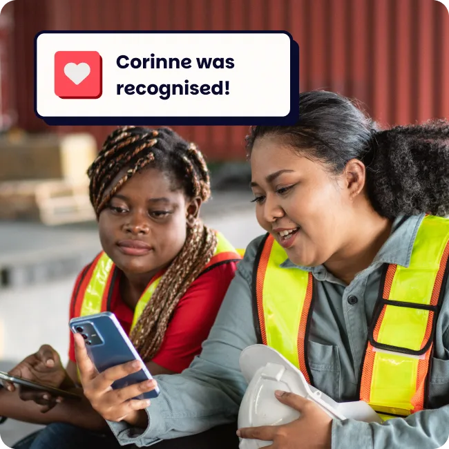 Construction employees receiving a recognition