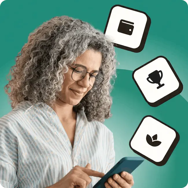 Employee using Perkbox with icons representing centralised employee benefits, wellbeing, and recognition