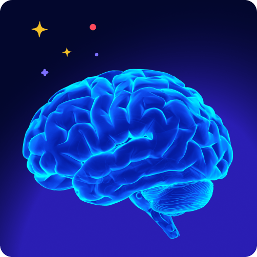 Brain on a gradient blue background