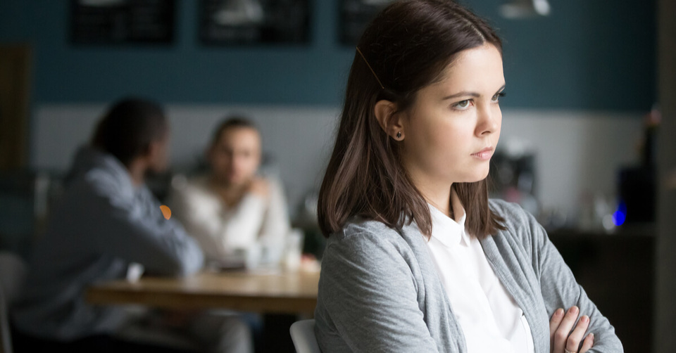 Woman looking upset