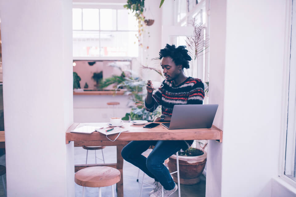 Man watching a webinar